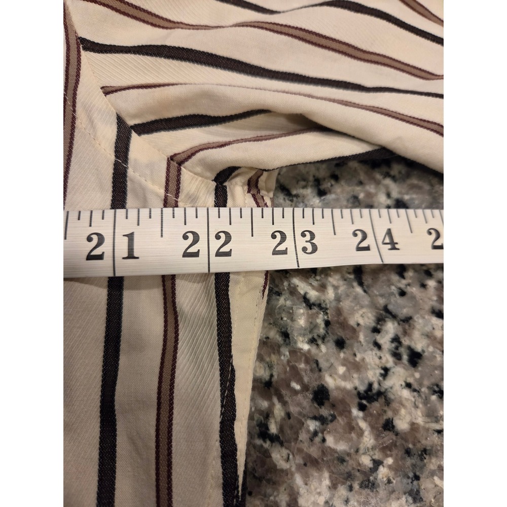 Axist Mens Modern Fit Striped Button Down‎ Shirt Cream Brown Black Size M - Picture 4 of 6